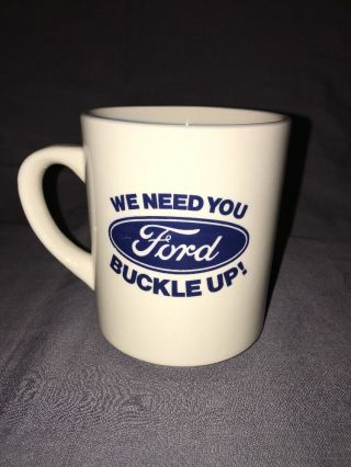 Vintage Ford Motor Company Advertising Logo Mug With Seatbelt Buckle Up