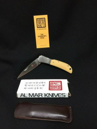 Al Mar 1003 - Wm Falcon 3 " Lock Blade Knife With Sheath Seki Japan Fs