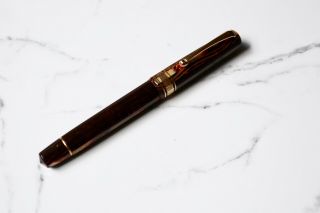 Omas Extra Arco Brown Celluloid Fountain Pen - 18k Fine Nib 2