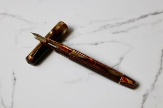 Omas Extra Arco Brown Celluloid Fountain Pen - 18k Fine Nib 5