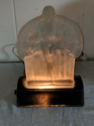 Gorgeous Art Deco Figural Light Nude Woman Glass Lamp