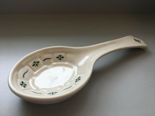 Longaberger Pottery 2007 Woven Traditions Heritage Green Spoon Rest