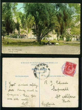 Malaya Penang - Hotel Postmark - 1910 Postcard Asia