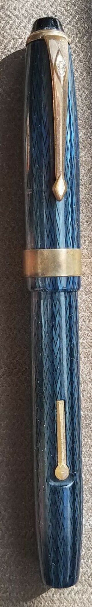 Ultra - Rare Blue Herringbone Conway Stewart 60 Fountain Pen,  Stub Italic Flex Nib