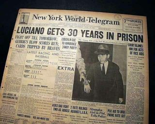 Best Nyc Mobster Lucky Luciano Convicted Sentenced Mafia Genovese 1936 Newspaper