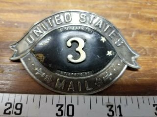 Us Mail Obsolete Post Office Department Badge 3 Rare 1888
