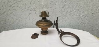 Antique Early 1843 Cornelius & Co Philadelphia Brass Wall Hanging Oil Lamp