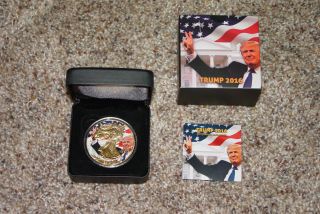 Donald Trump.  999 Silver American Eagle / 24k Gold Plated Colorized