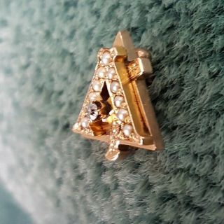 Very old Alpha Gamma Delta 18k 14k gold pearl diamond Allegheny pin badge - Wow 5