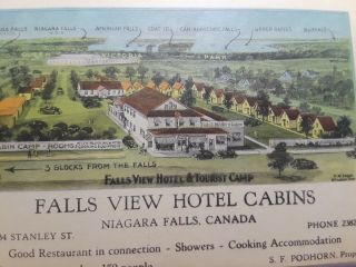 Vintage Postcard Falls View Hotel Tourist Camp Cabins Niagara Canada Sf Podhorn