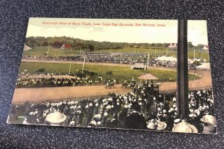Early Postcard - Birds Eye View Iowa State Fair Grounds Race Track,  Des Moines