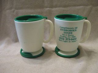 2 Rare Htf Vtg Whirley Evergreen Diner,  Reading Pennsylvania Travel Coffee Mug