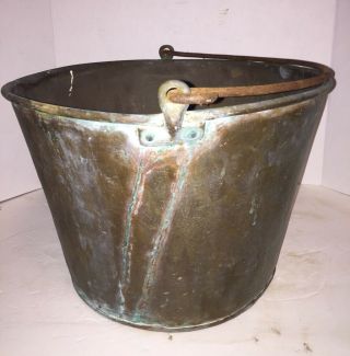 Antique Copper Apple Butter Kettle Bucket 2