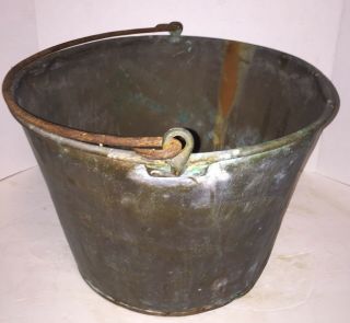Antique Copper Apple Butter Kettle Bucket 4