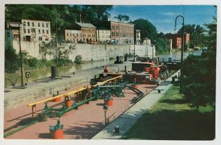 Ny Postcard Whitehall York Champlain State Barge Canal Bldgs Vintage Chrome