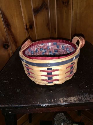 2003 Longaberger Button Basket Combo W/plastic & All American Cloth Liner
