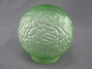 Antique Green Glass " Brain " Art Deco Globe Lamp Light Shade 3 1/8 " Fitter
