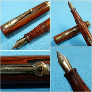 Antique Waterman Ideal 52v Fountain Pen Woodgrain 14k Fine Flex Nib Restored