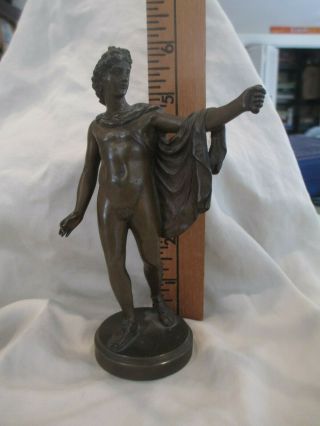 19th Century Bronze Grand Tour Nude Greek Roman Warrior Sculpture Statue 5.  75 "