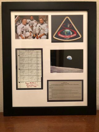 Nasa Apollo 8 Flown To Moon Checklist Page Framed & Signed By Frank Borman Space