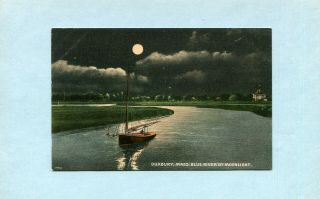 Duxbury,  Ma.  Vintage Postcard " Blue River By Moonlight ",  Stunning View