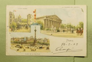 Dr Who 1903 France Paris Buildings Postcard To England D99093