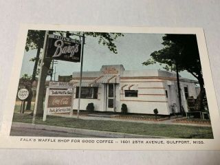 Vintage Gulfport Mississippi Ms Barqs Falks Waffle House Photo Postcard