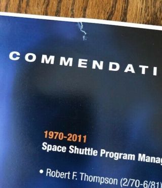 2011 NASA Space Shuttle Program STS - 135 Commendation with US Flag Flown in Space 9