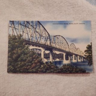 Vintage Postcard Missouri River Bridge,  Pierre,  South Dakota