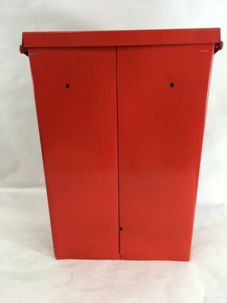 Post JH Products Vtg Red Swedem Metal Steel Wall Mount Mailbox 3