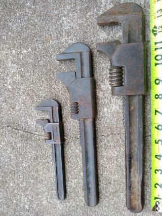 Vintage Set Of 3 Heavy Duty Adjustable Wrenches,  Adjustable Ford Wrench