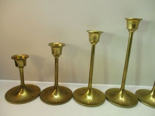 7 VTG Brass Candle Holders Candlesticks Tapered Tulip Graduated Wedding 2