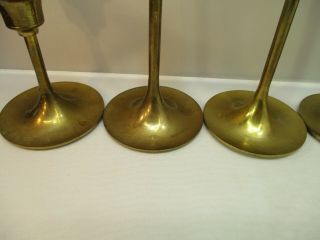 7 VTG Brass Candle Holders Candlesticks Tapered Tulip Graduated Wedding 4