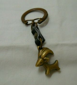 Vintage Miniature Brass Ram Animal Figurine Keyring Keychain