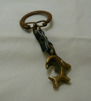Vintage Miniature Brass Ram Animal Figurine Keyring Keychain 2