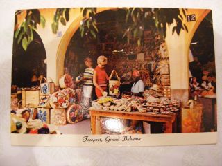 Vintage Postcard Straw Market International Bazaar Freeport,  Grand Bahama