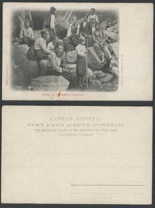 Cyprus Old U.  B.  Postcard Group Of Villagers Native Cypriots Traditional Costumes