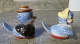 Vintage Blue Bird Grandpa and Grandma Salt and Pepper Shakers - Japan? 2