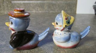 Vintage Blue Bird Grandpa and Grandma Salt and Pepper Shakers - Japan? 3