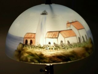 REVERSE PAINTED LAMP SHADE ' S SEA SIDE LIGHTHOUSES 5