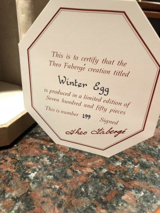 1986 Winter Egg Created by Theo Faberge Number of 750 6