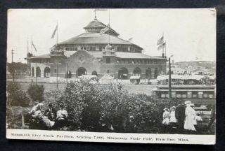 Hamline,  Mn,  State Fair,  Mammoth Live Stock Pavilion,  Postmarked 1910