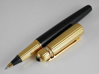 Cartier Pasha Black Lacquer And Gold Plated Rollerball Ballpoint Pen