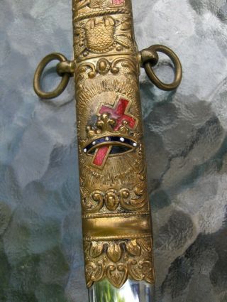 HENDERSON AMES Ca 1890s Masonic Knights Templar Sword & Scabbard - 98 - NEAR 5
