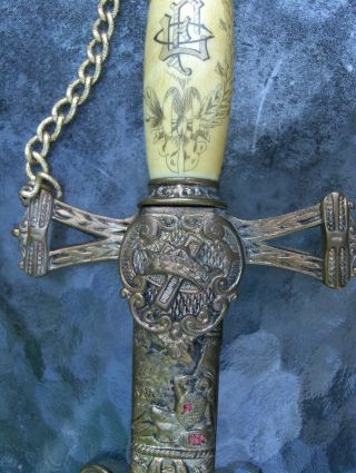 HENDERSON AMES Ca 1890s Masonic Knights Templar Sword & Scabbard - 98 - NEAR 6