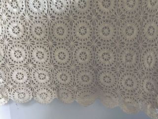 Vintage Hand Crocheted Table Cloth 60”x90”.
