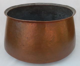 Large Vintage/antique Hammered Copper Cantainer With Soldered Dovetailed Joints