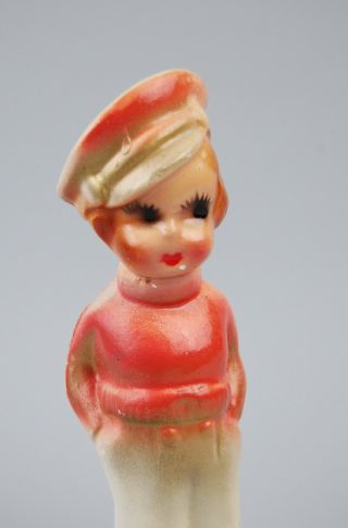 Vintage Plaster Chalkware Sailor Figurine Carnival Prize 9 " Tall