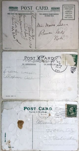 3 Antique Embossed “Baby Chick” Postcards—1911,  1913,  1914 2