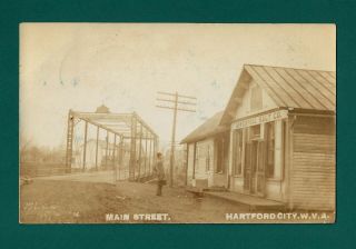 Hartford City,  Mason Co,  Wv Rppc Of Main St,  Bridge,  Liverpool Salt Co,  1909